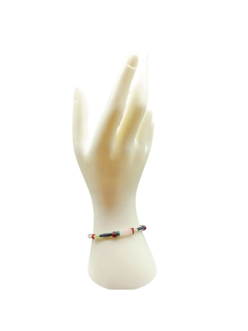 Colorful Beaded Bracelet with Toggle Clasp Vintage Stone Beads Turquoise Coral
